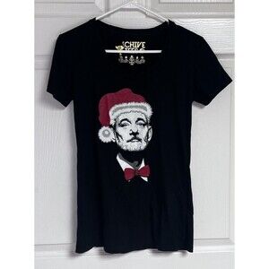 Bill Murray Wearing Santa’s Hat Chive Tees Black Women’s Shirt Size Medium